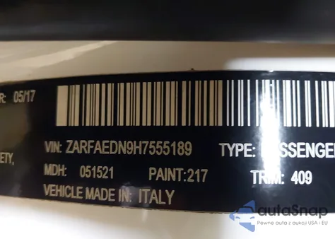 2017 Alfa Romeo Giulia Awd from USA, damaged, VIN ZARFAEDN9H7555189